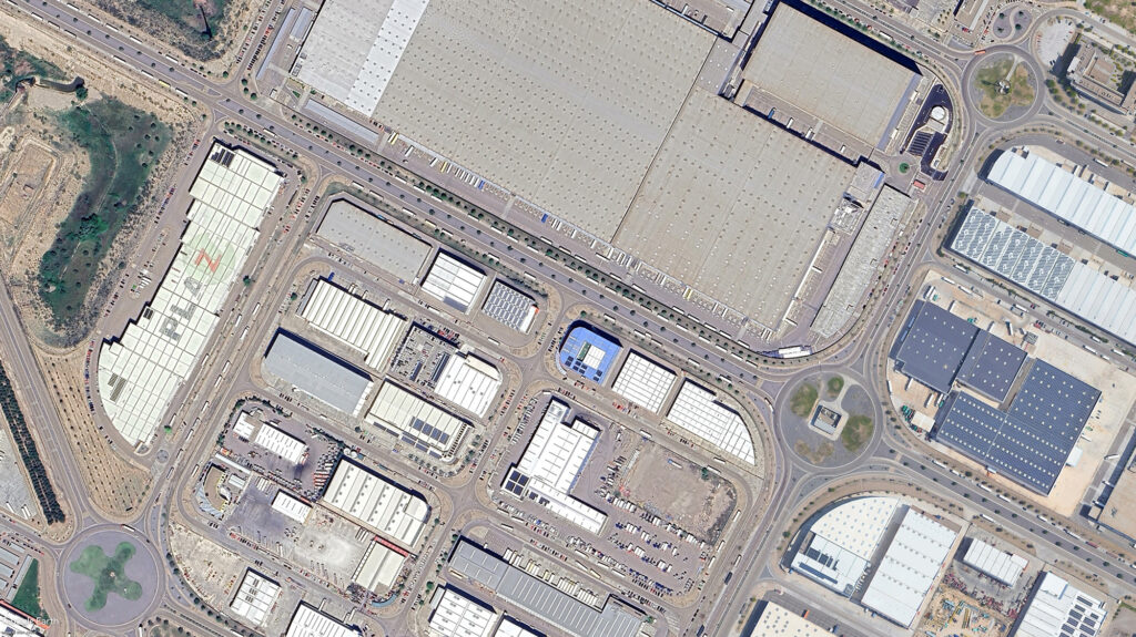 Detail of the freight village PLAZA - Plataforma Logística Zaragoza in Zaragoza, Aragon, Spain. Source: Google Earth, 2024.